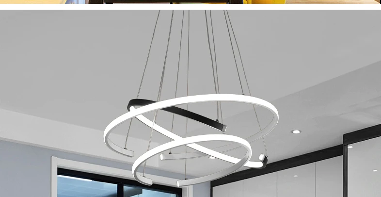 LED Chandeliers Light Modern Simple For Living Room Dining Room Circle Rings Acrylic Aluminum Body LED Ceiling Lamp Fixture