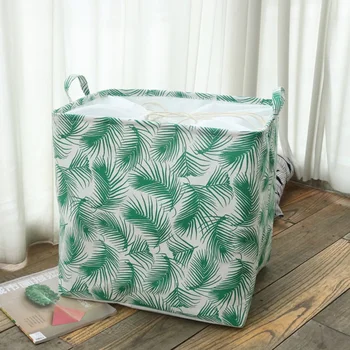 

Cotton Cube Storage Basket with Handles Square Bucket Foldable Dirty Clothes Laundry Organizer Toy Book Bag Debris Organization