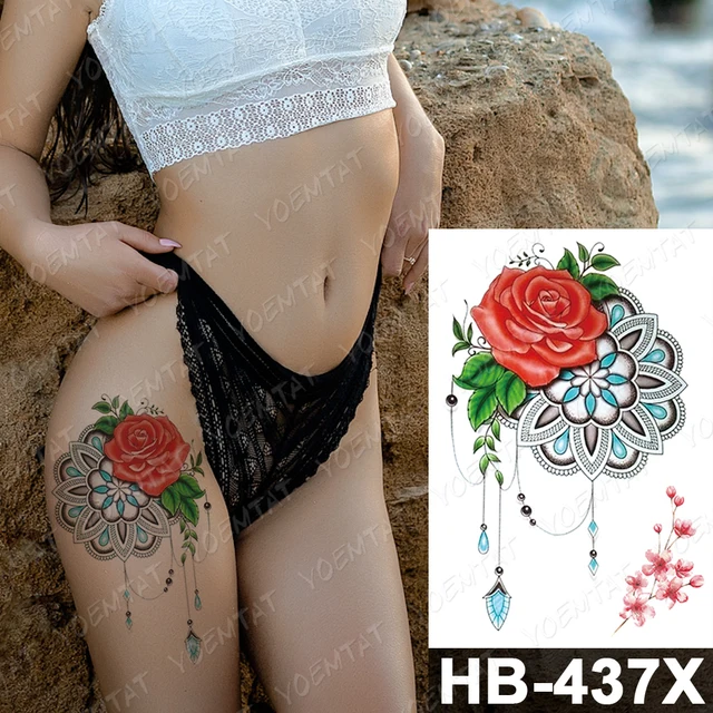 Waterproof Temporary Tattoo Sticker Dark Old School Moth Butterfly Flash Tattoos Snake Rose Body Art Arm Fake Tatoo Women Men 22-HB437X