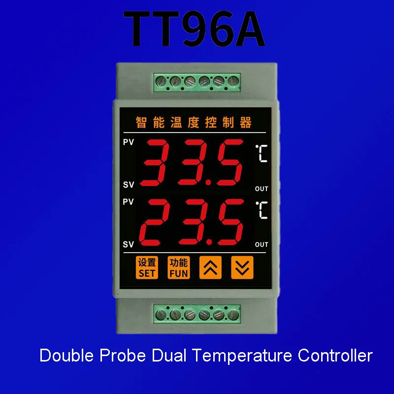 

TT96A Intelligent Digital Display Dual Independent Output Electronic Refrigeration Heating Temperature Control Instrument Switch