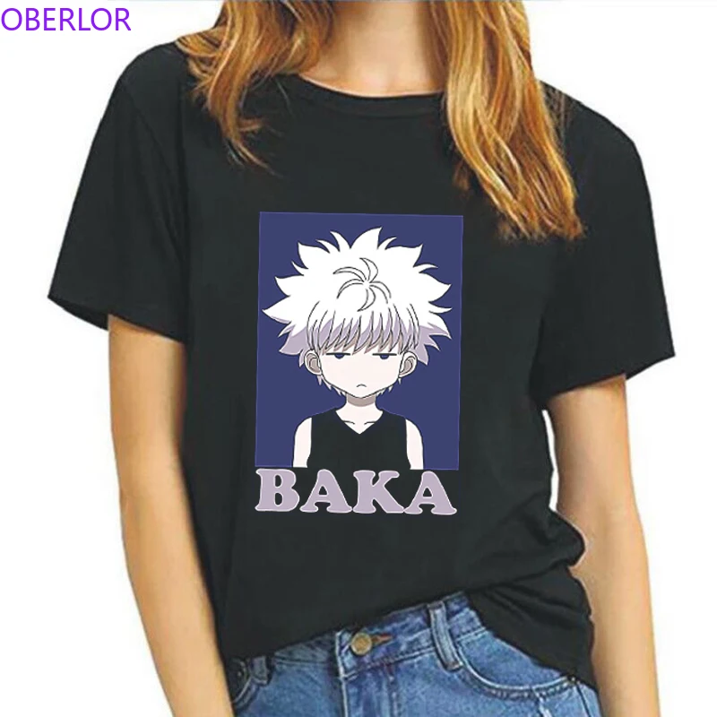 Футболка Hunter X Killua Baka женская с коротким рукавом и круглым вырезом | Женская