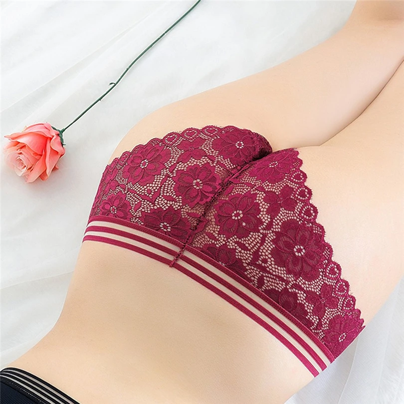 Floral Lace Sexy Lingerie Women Solid Women's Underpants Low Waist Splice Briefs Panties Ropa Interior Femenina 30DEC0234