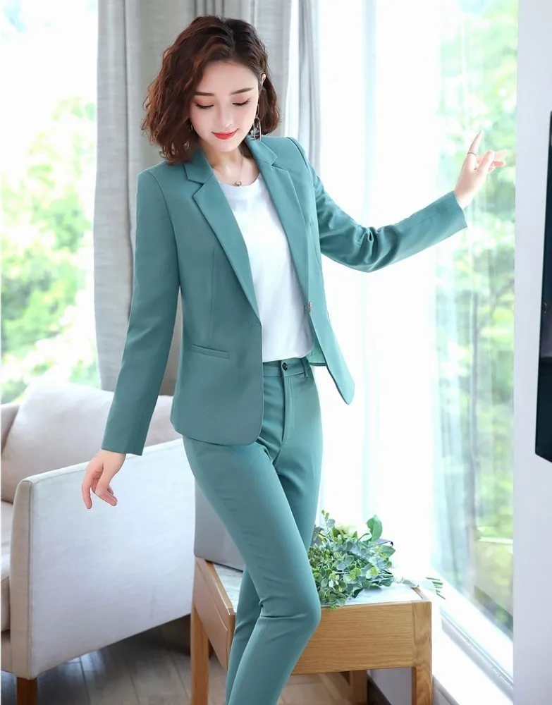 

Formal Professional Business Suits With Pants and Jackets Coat Long Sleeve Spring Autumn OL Styles Women Novelty Pantsuits