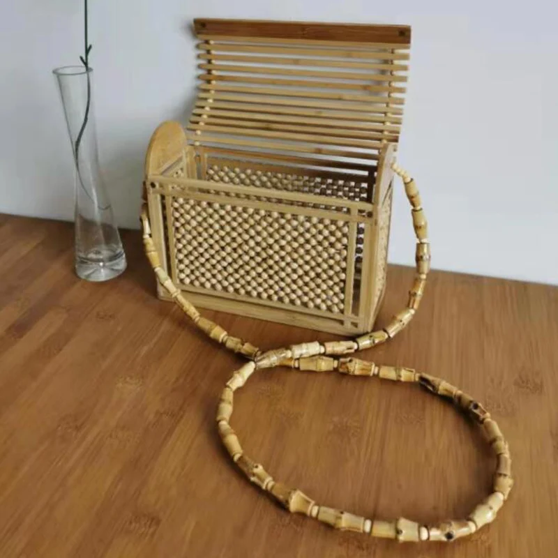 Квадратная бамбуковая сумка через плечо ручной работы, соломенная сумка на плечо, модная сумка на ремне из бамбукового корня