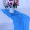 RU015U  cheap party decoration plain black sheer chiffon volie table runner 6
