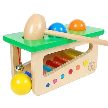 

Kids Knock Ball Toy Wooden Knocking Hammer Rolling Ball Jingle Bell Kids Music Developmental Toys For Kids Teaching Aids