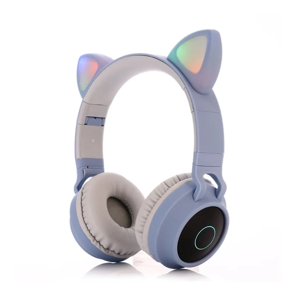 Cute Cat Ear Headset Wireless Headset Headphones 5 0 Bass Foldable Stereo Headphones Gaming Headphones For Cell Phone
