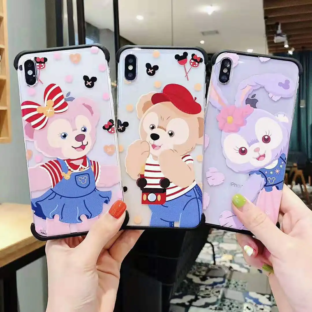 

Cute cartoon Duffy bear borderless design phone case for iphone 8 6 6s 7 plus X XR XS MAX high quality hard PC phone case cover