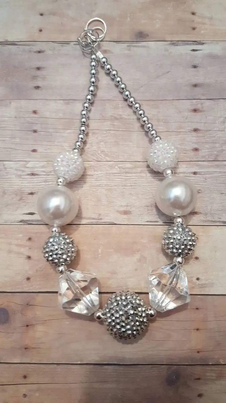 White and Silver Bubble Gum Necklace