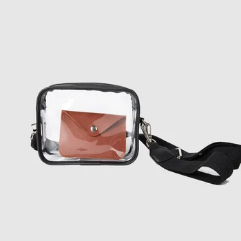 

2020 TPU Transparent Clear Woman Crossbody Bags Shoulder Bag Handbag Jelly Small Phone Bags with Card Holder Wide Straps Flap