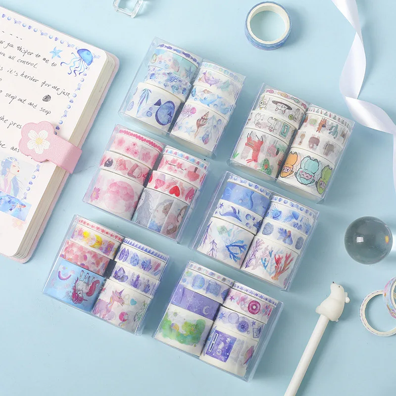 8 шт./компл. милый Единорог КИТ васи лента Kawaii маскирующая декоративная клейкая