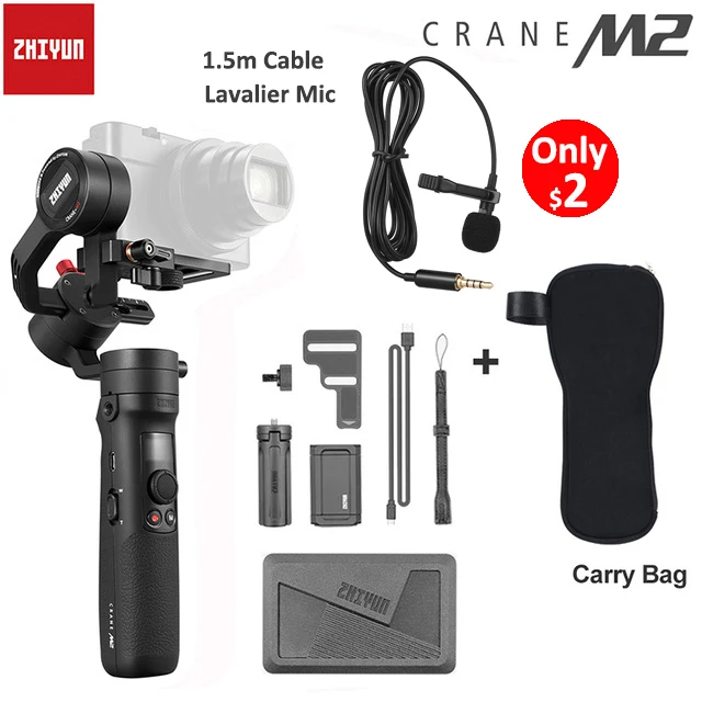 ZHIYUN Crane M2 3-осевой портативный монопод с шарнирным замком для действий беззеркальных Камера смартфонов Gopro Hero 5 6 7 стабилизатор Pk feiyutech G6 плюс - Цвет: add carry bag