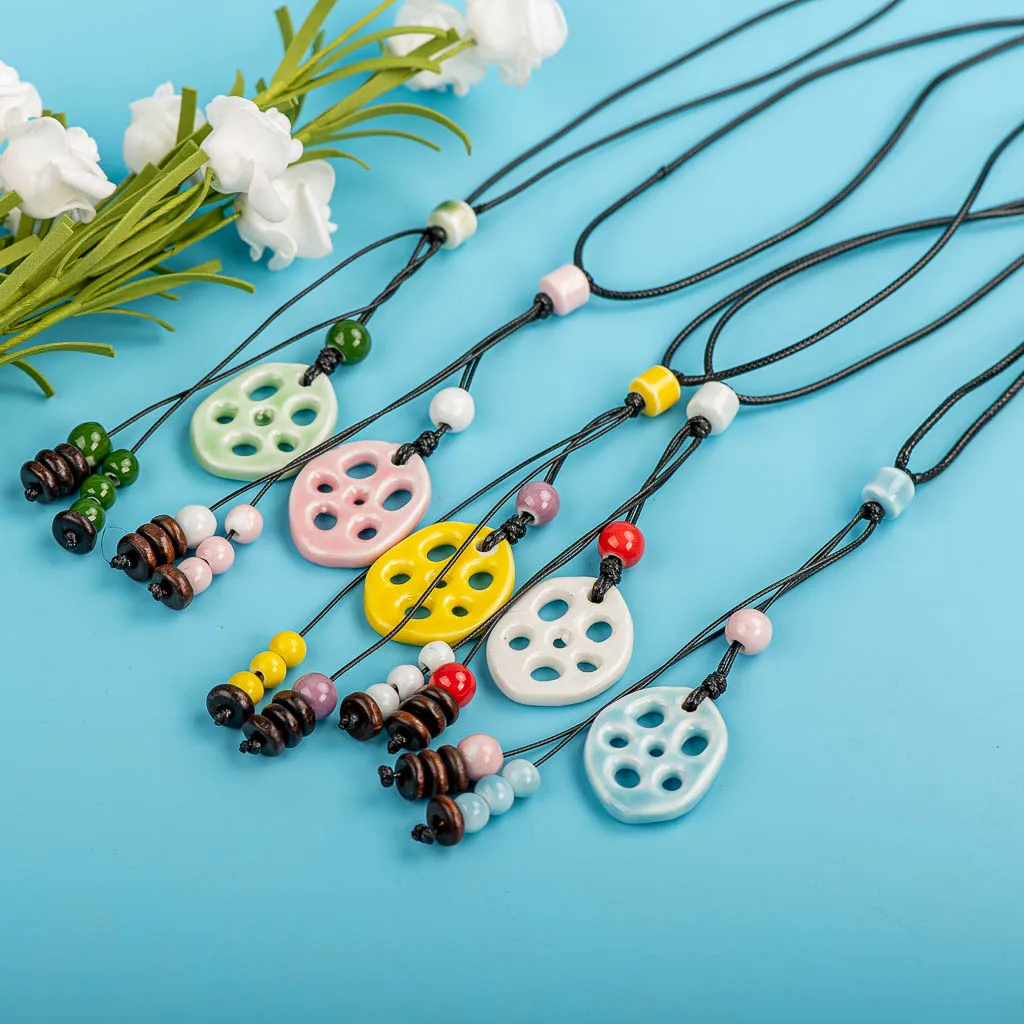 Necklaces Lotus Pendants Ceramic Lotus Pendant Women Pendant Lotus Lotus Wholesale