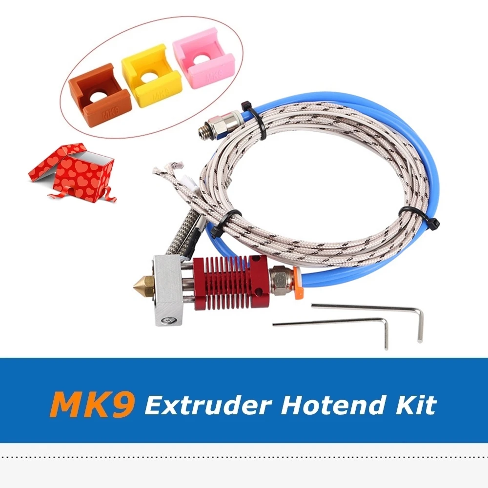 1 шт. MK9 экструдер Bowden 24V 50W печатающей головки 0 4 мм Насадка с силиконовым носок для