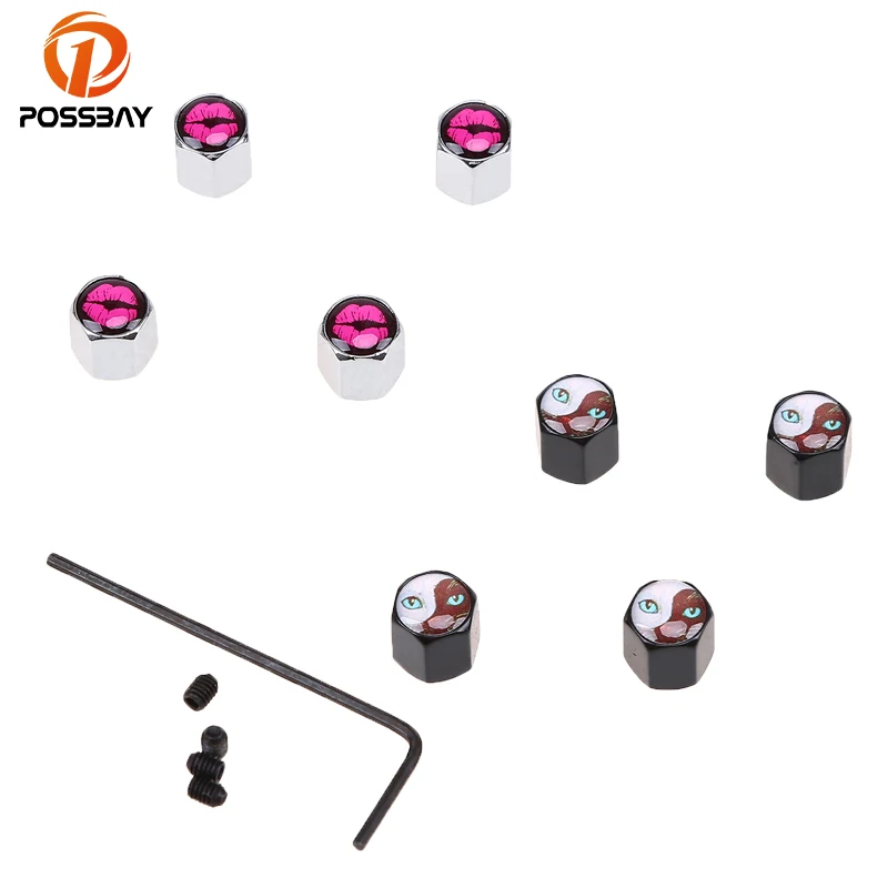 Possbay Universal Rose Red Lipstick/cats Eye Pattern Wheel Tire Valve