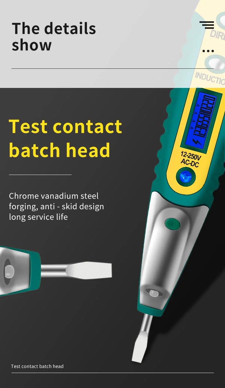 Горячая Новинка Цифровой тест-карандаш er Электрический ЖК-дисплей детектор напряжения тестовая ручка AC DC 12-250 В для инструментов электрика