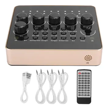 

V10 Live Broadcast Sound Card Karaoke Audio Mixer with 1200mAh Lithium Battery for Bluetooth devices phones computers Microphone