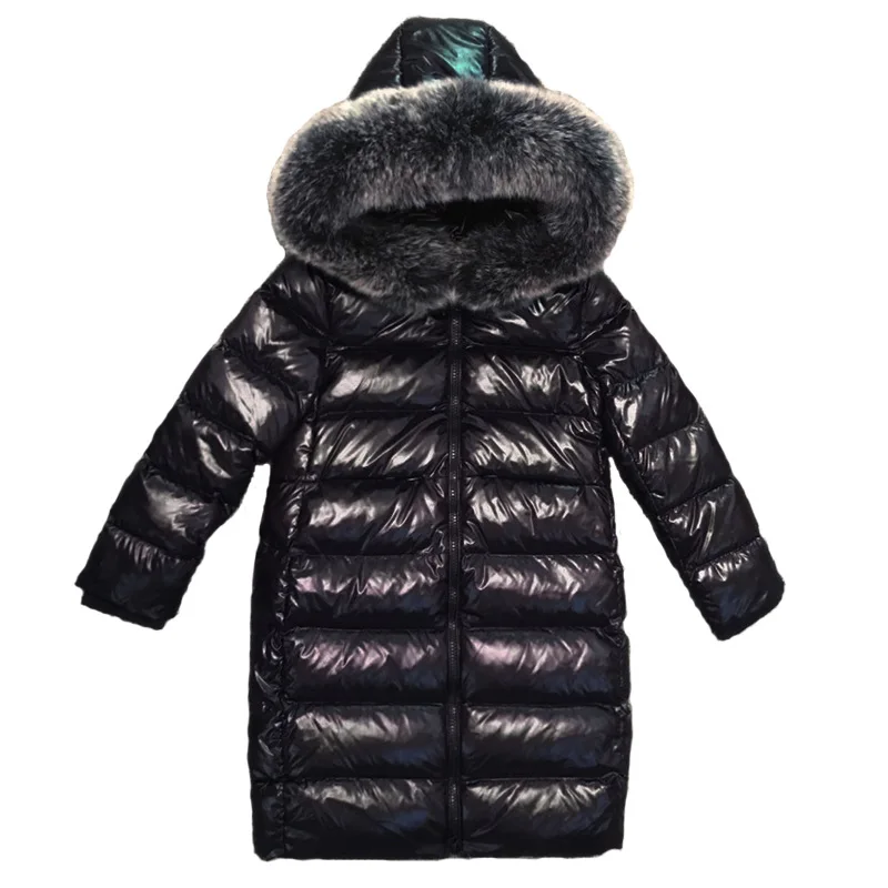 

Winter children long down jacket Girls waterproof thick duck down coat Natural fur collar +90%duck down Girl warm winter clothes