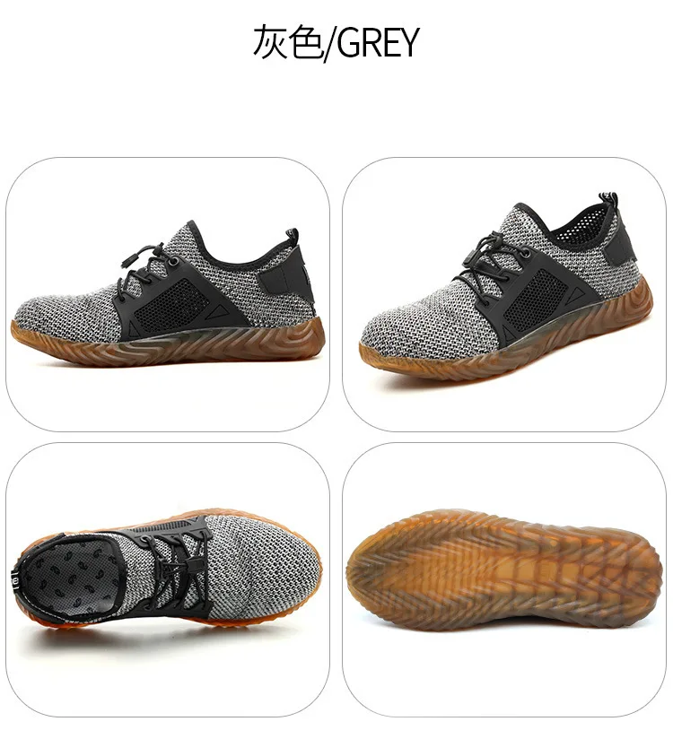 Summer Breathable Mesh Men's Safety Shoes Smashing Anti Puncture Standard Steel Top Safety Shoes