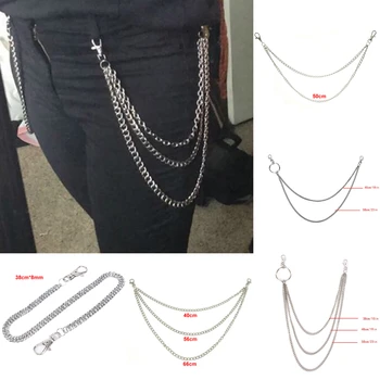 

1-3 Layer Rock Punk Hook Trouser Pants Waist Link Belt Metal Wallet Silver Chain Hip Hop Chain Belts for Women Pants Accessories
