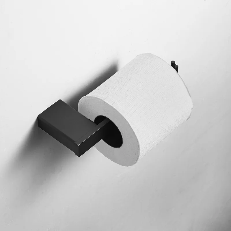 Матовое черное оборудование для ванной набор полотенец стойка угловая полка Держатель для полотенца бар из нержавеющей стали набор оборудования для ванной комнаты - Цвет: Paper Holder