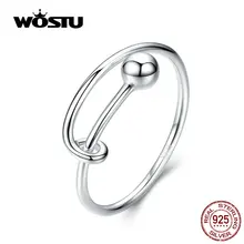 WOSTU, минималистичное Стильное кольцо, 925 пробы, серебряное, регулируемый размер, кольцо для женщин, для свадьбы, помолвки, роскошное ювелирное изделие CQR520