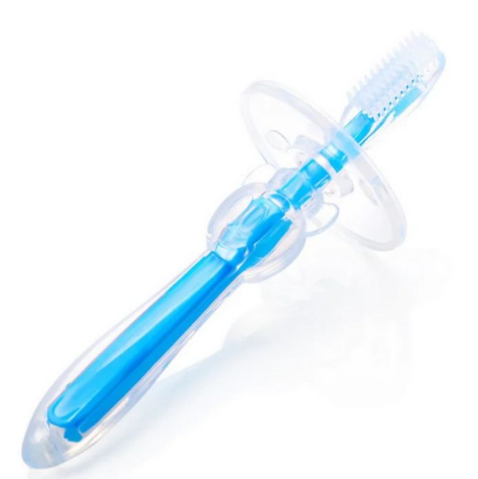1PC Kids Soft Silicone Training Toothbrush Baby Children Dental Oral Care Tooth Brush Tool Baby Kids Teething Teether - Цвет: blue