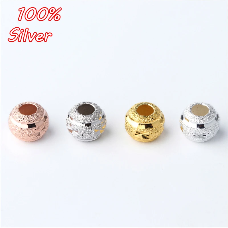 

2pcs S925 Sterling Silver 8mm Beads Perforation Scrub DIY Jewelry Making Bracelet Necklace Accessories Wholesale