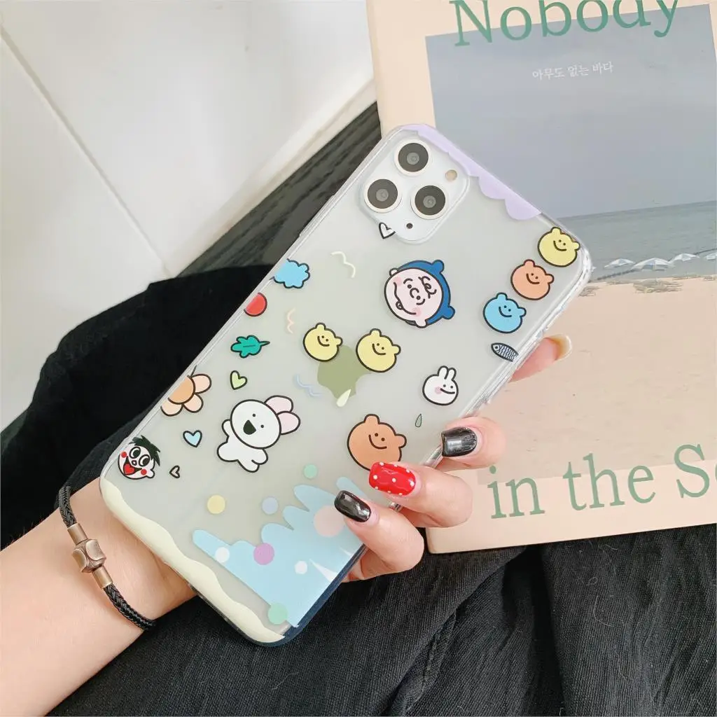

Anime cute little man transparent phone case for iphone 11promax 6 6s 7 8plus cover for iphonexr x xs max