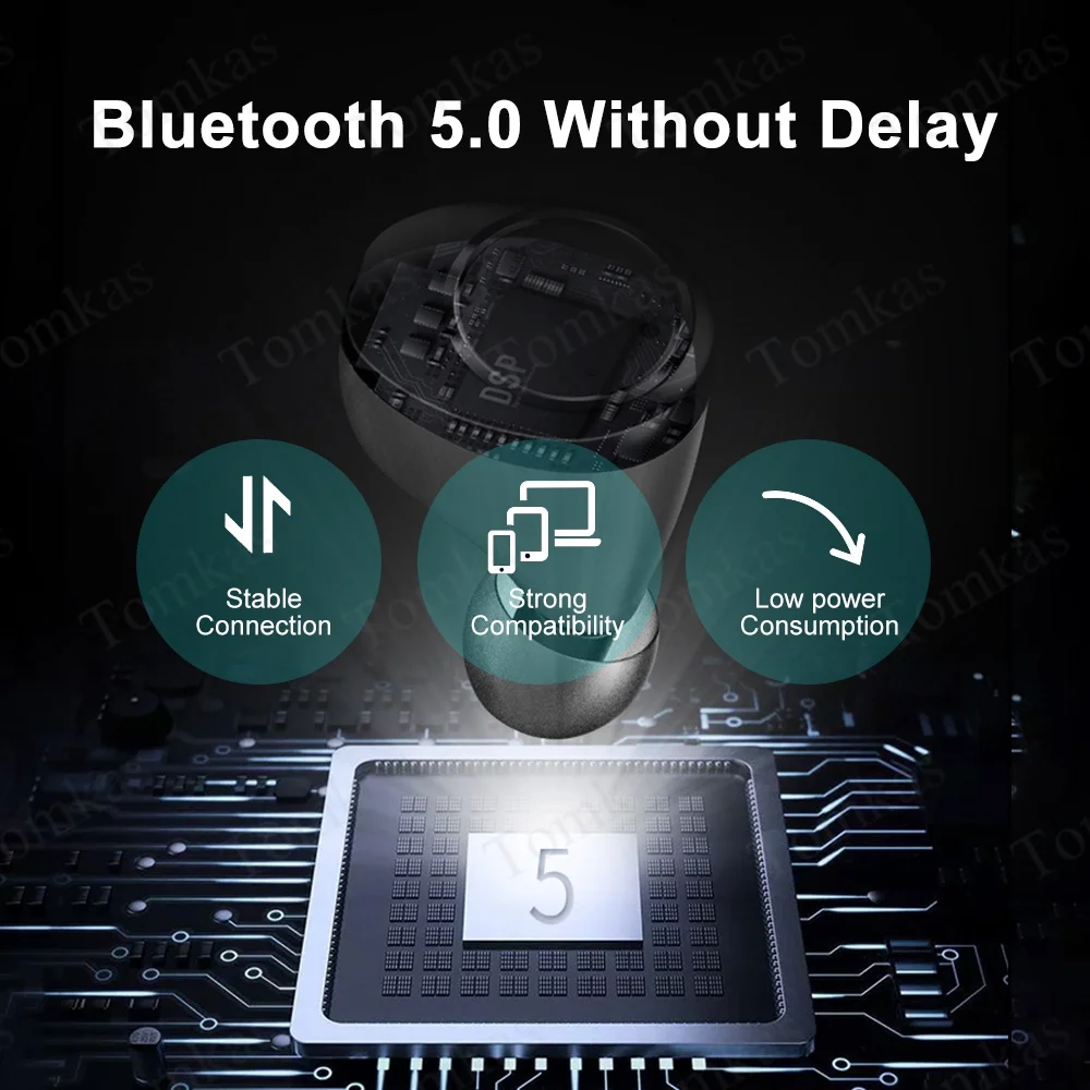 Беспроводные наушники TOMKAS Bluetooth 5000 мА/ч металлические водонепроницаемые