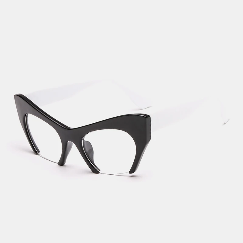 Королевская девушка кошачий глаз солнцезащитные очки женские брендовые дизайнерские очки из ацетата Женские винтажные в полуоправе унисекс очки UV400 os017 - Цвет оправы: C16 Black-Clear