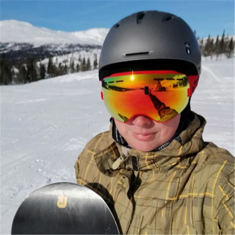 Brand ski snowboard goggles with case high-quality double layers anti-fog lens big vision mask glasses skiing snow goggles