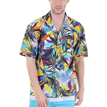 

Men Hawaiian Shirts Floral Trendy Short Sleeve Summer Holiday Tee Shirt Men's Clothing Beach Party Blouse Vintage Tops Shirt