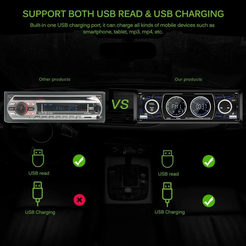 ЖК-дисплей автомобильный радиоприемник беспроводной громкой связи Usb/Wma mp3-плеер пульт дистанционного управления 1Din автомобильный радиоприемник автомобильные аксессуары
