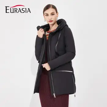 

EURASIA 2019 New Casual Women Winter Jackets Hooded Coat Full Outerwear Brand Parkas Black Y19365