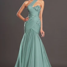 Новые очаровательные Русалка один с лямкой на одно плечо по диагонали шифоновые вечерние платья с лепестками