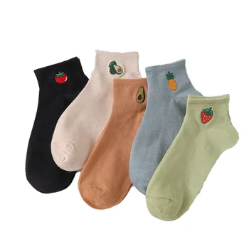 

Cute Fruit Socks Woman Spring 5Pairs Lot Cotton Sox for Girls Color Novelty Women Harajuku Casual Funny Sock