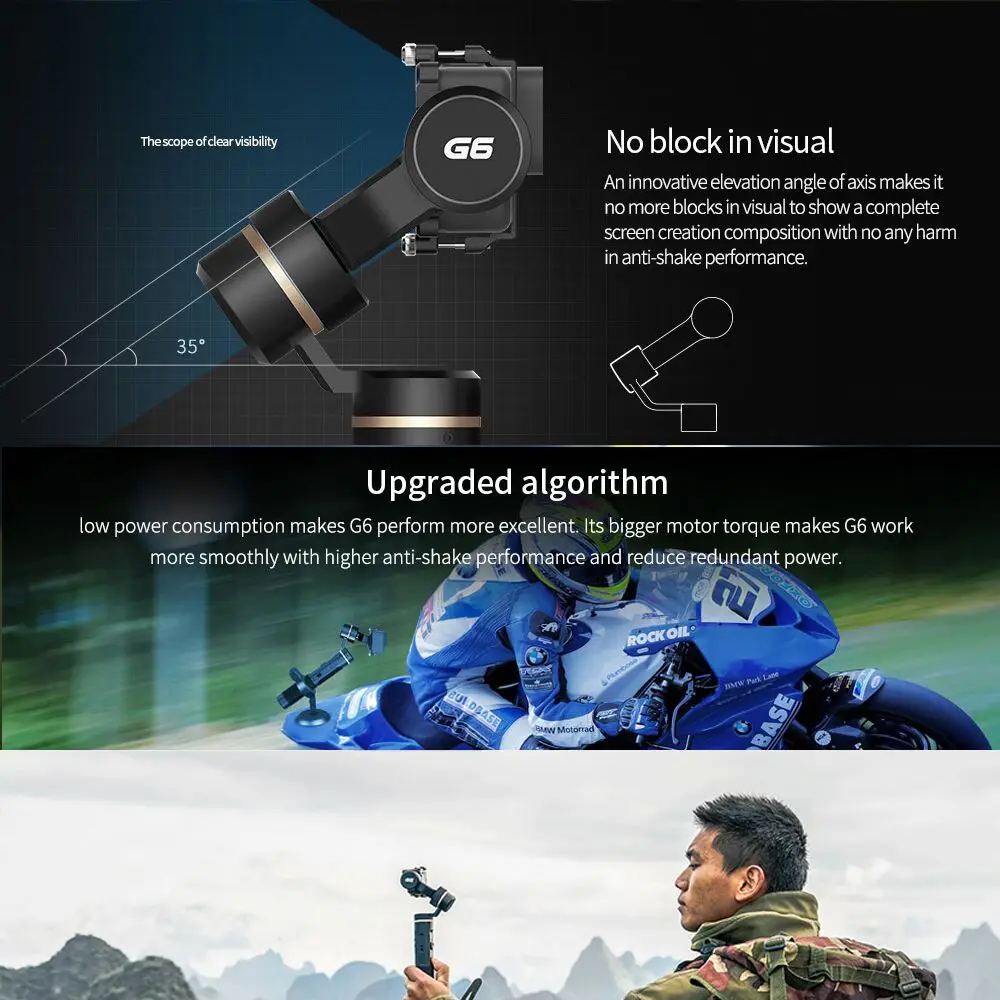 Feiyu G6 Экшн-камера ручной карданный bluetooth обновленная версия для Gopro Hero 6/5 RX0 Xiao Yi PK smooth Q smooth 4 Vimble 2