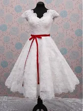 

Hot Sale V-neck Beach Wedding Dress 2020 Short Appliqued Lace Bride Dresses Knee Length Backless Wedding Gown vestidos de mairee