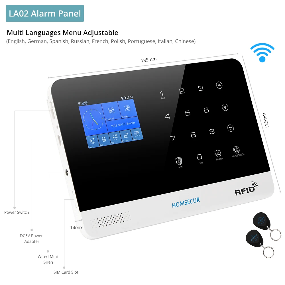 HOMSECUR DIY Wireless Home Sicherheit WIFI GSM Alarm system APP Fernbedienung RFID karte Arm Entwaffnen (Alarm Panel LA02 PIR etc.) HOMSECUR DIY Wireless Home Sicherheit WIFI GSM Alarm system APP Fernbedienung RFID karte Arm Entwaffnen (Alarm Panel LA02 PIR etc.)