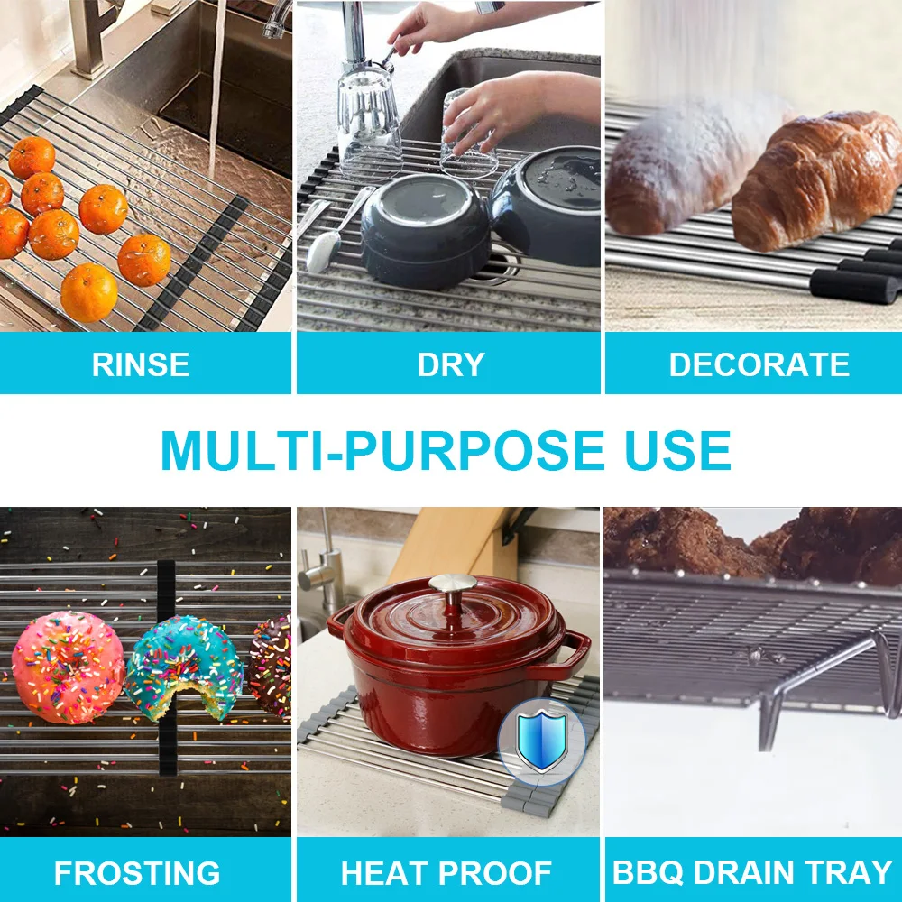 Dish Carrier Drain Rack for Dishes Multifunctional Streachable Easy to Storage