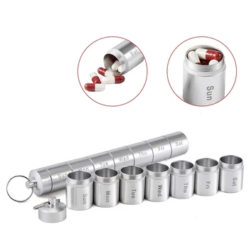 

Tablet Dispenser For 7 Days Pill Box Container Small Pillbox Medicine Organizer Weekly Pill Keychain Pharmacy Medicijnen Box