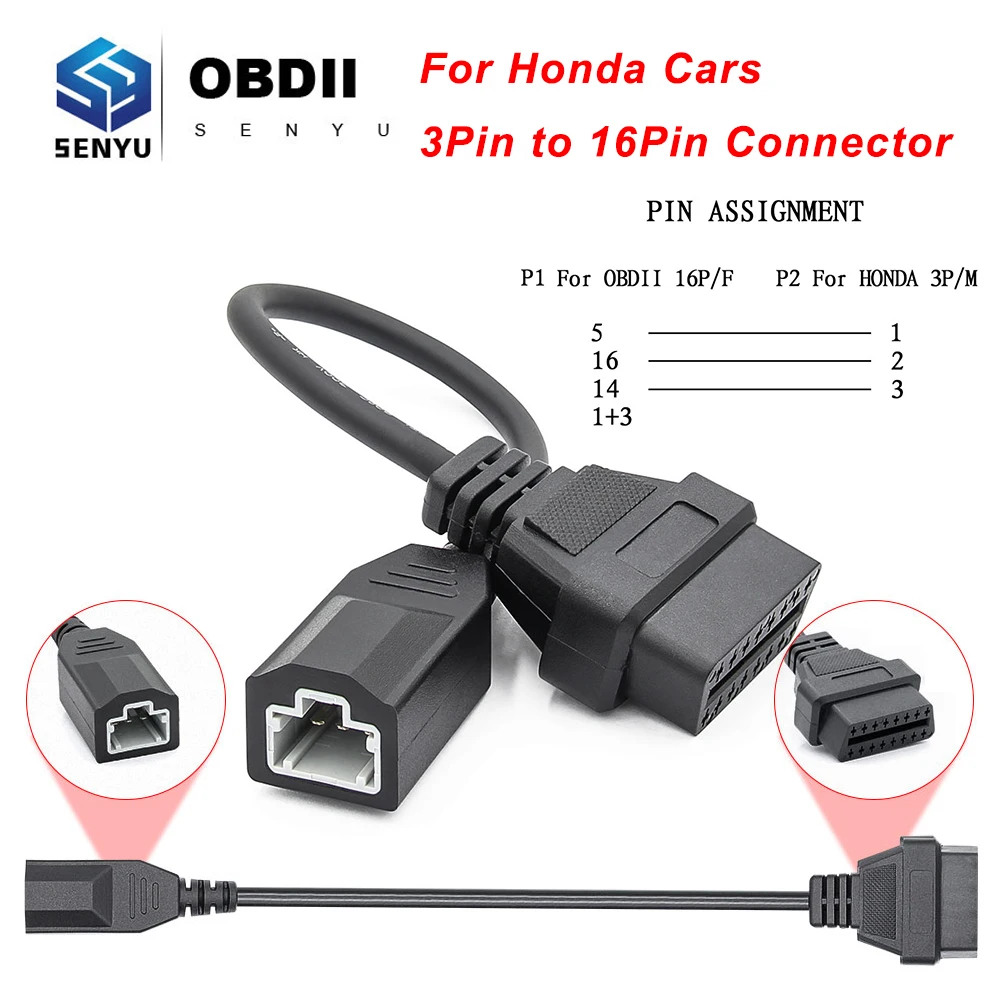 Адаптер с 3 контактным разъемом OBD На OBD2 16 контактов J2534 для Honda 2 автомобильный
