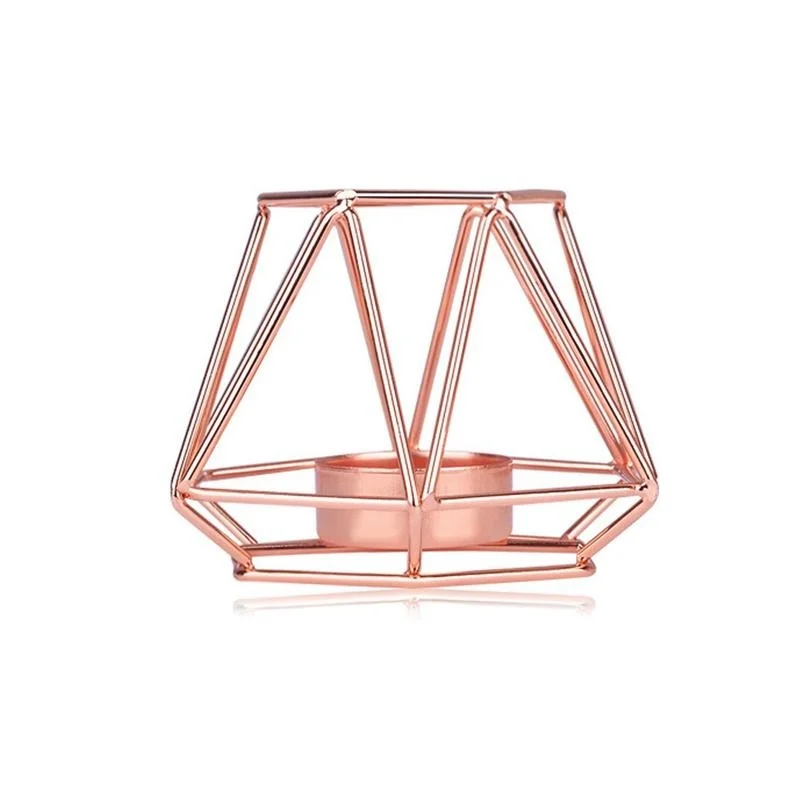 Small Rose Gold Железный прочный полый подсвечник геометрические формы для гостиной крепкое украшение Железный Подсвечник активность Золото Рождество - Цвет: Small Rose Gold