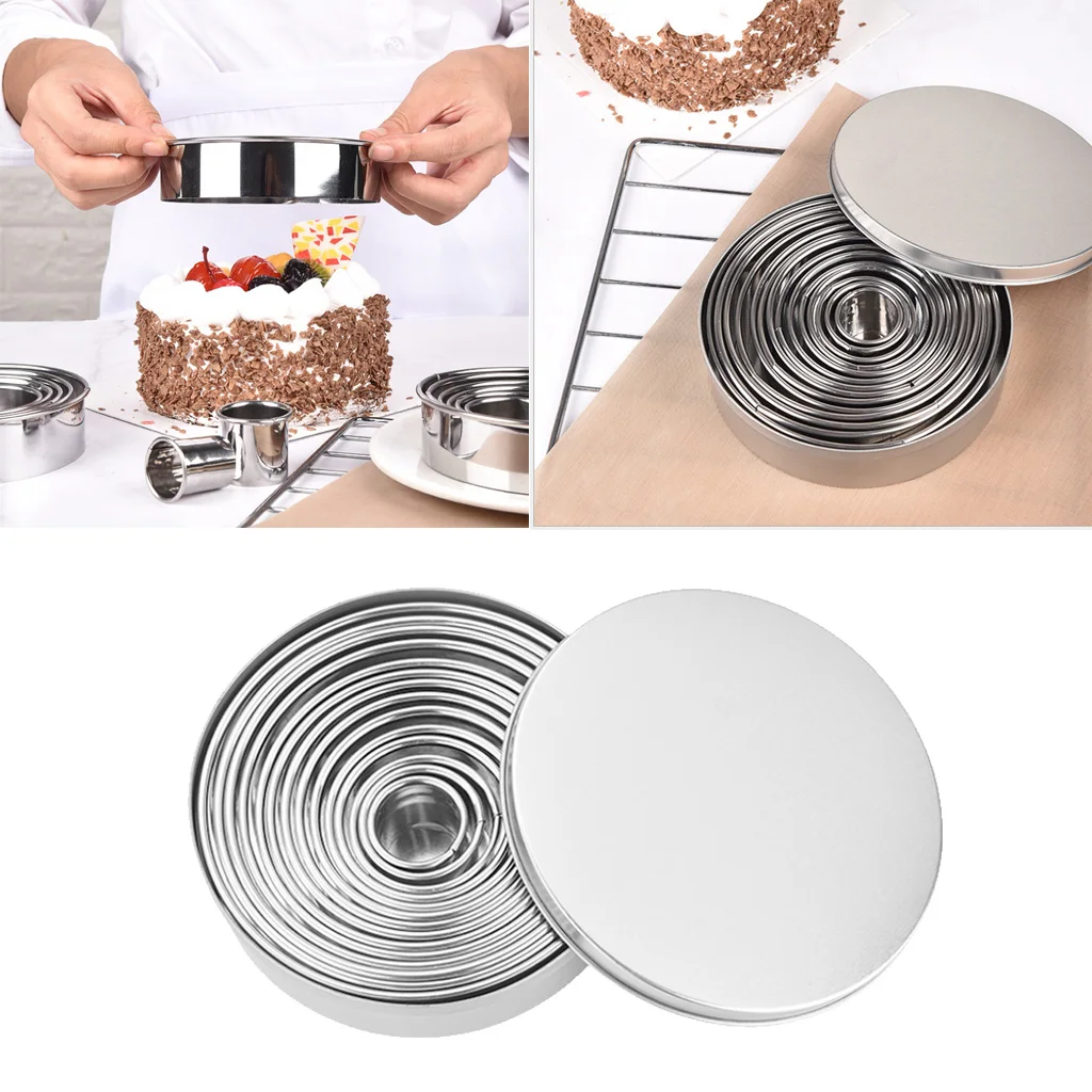 Stainless Steel Round Cookie Biscuit Cutter Set 14 Pieces Heavy Duty Dishwasher Safe