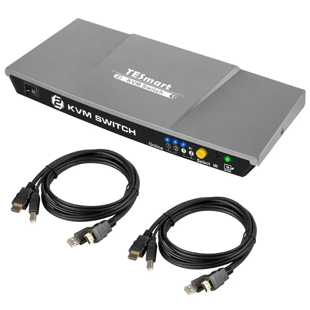 Tesmart Kvm Switch 2 Ports 4k30hz Support Edid,usb2.0,keyboard And