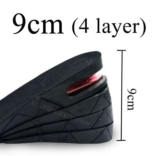 9cm 4 layer Стельки с высоким подъемом 3 Слои 3/5/7 см с воздушной подушкой; невидимый Лифт регулируемый носки для обуви подпяточники вставкой выше подошвы подушечки - Цвет: 9cm 4 layer