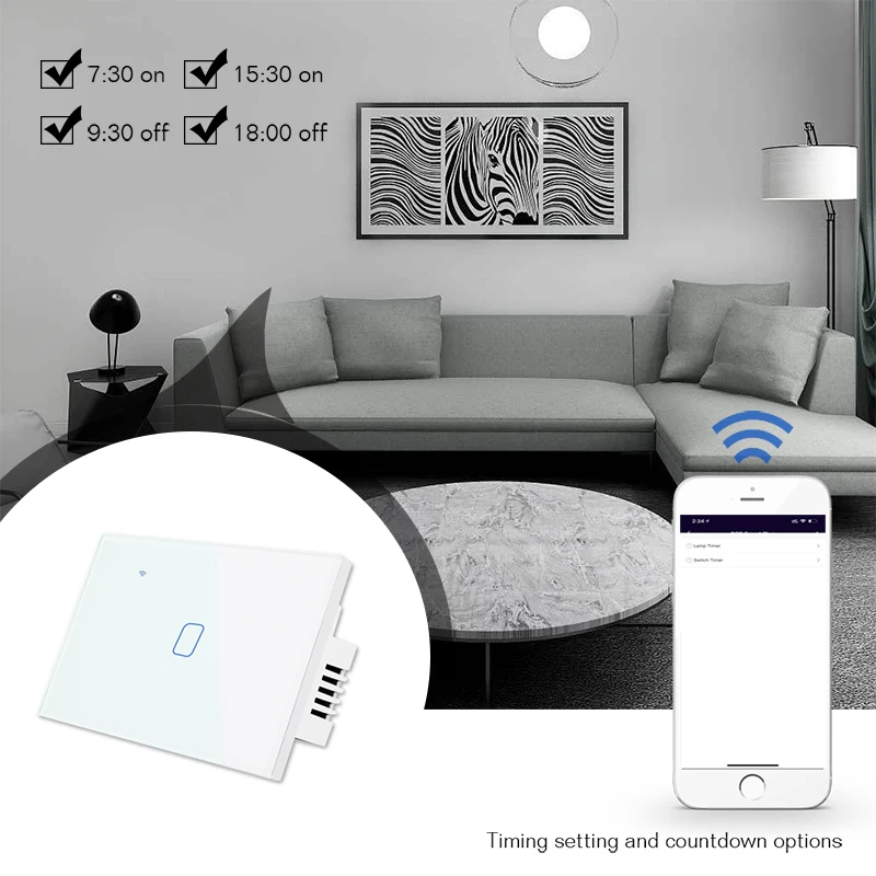 1234 Gang 2/3Way WiFi Touch Switch AC 100v220v Wall Light Switch Smart Home Zigbee Wireless Remote Control Tuya App US Standard smart switch smart light switch wireless remote control switch