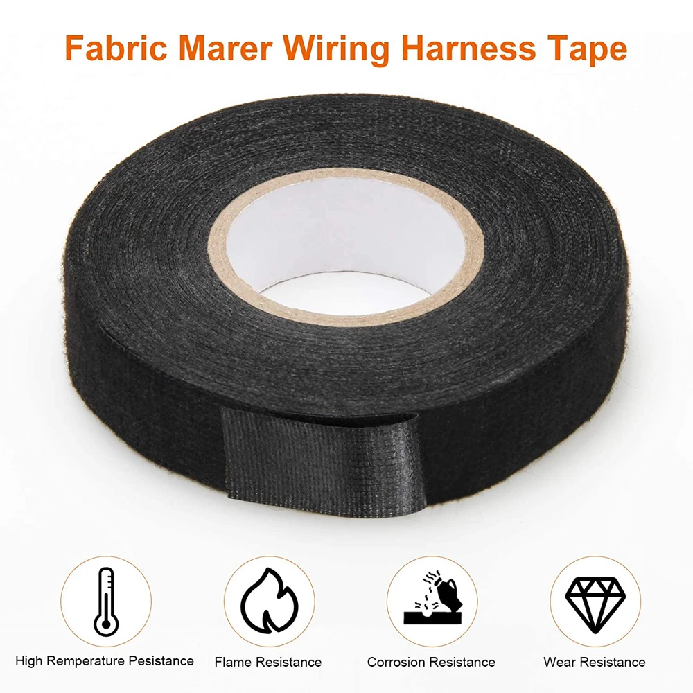 4PCS 25M Harness Tape Wiring Loom Insulation Adhesive Cloth Fabric Electric Tape