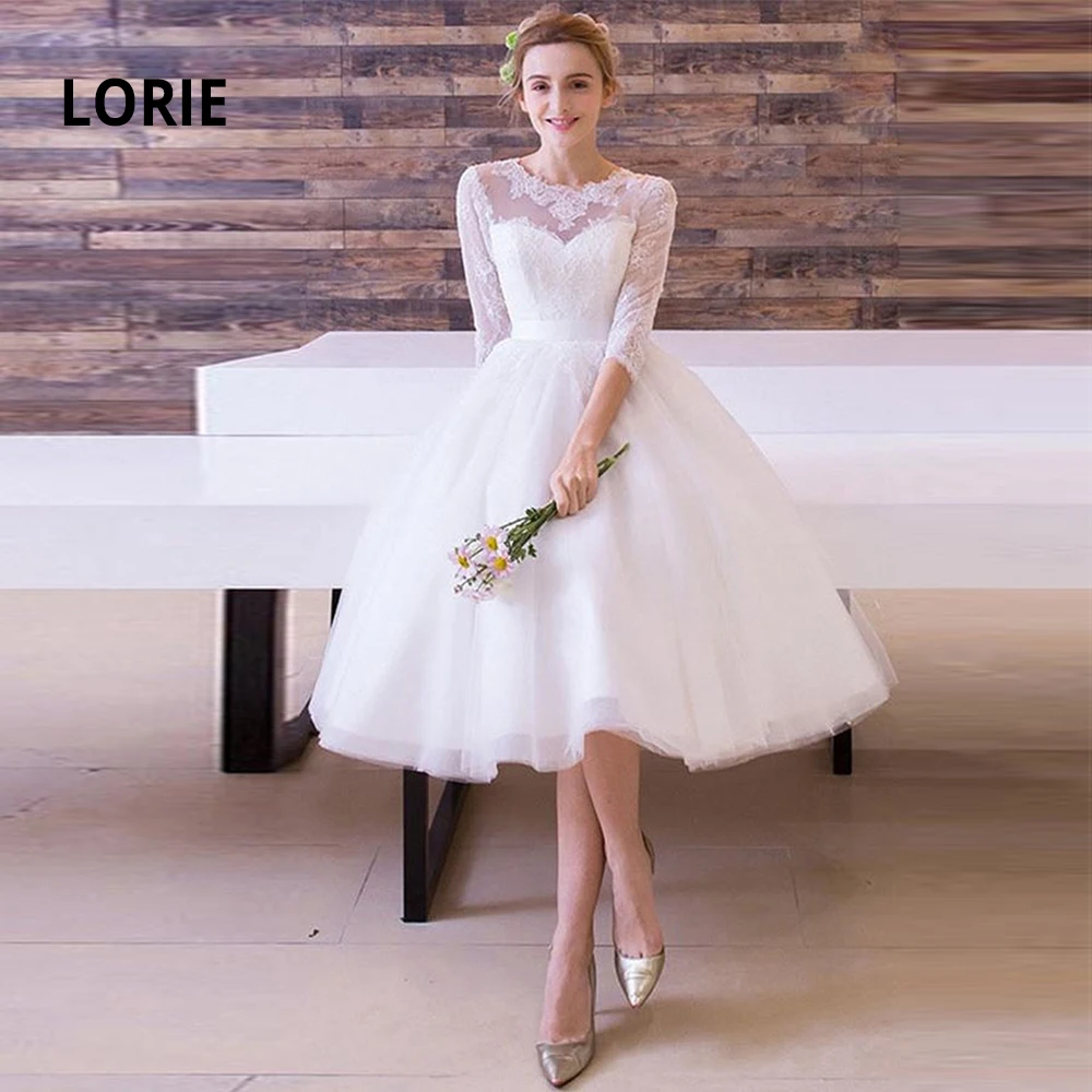 Короткие свадебные платья LORIE до колен кружевное пляжное платье из мягкого тюля с